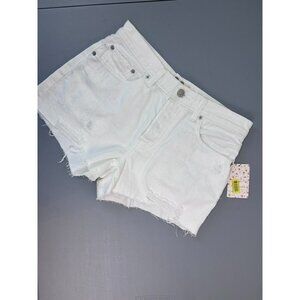 Free People women's 28 white‎ denim cutoff high rise distressed casual shorts